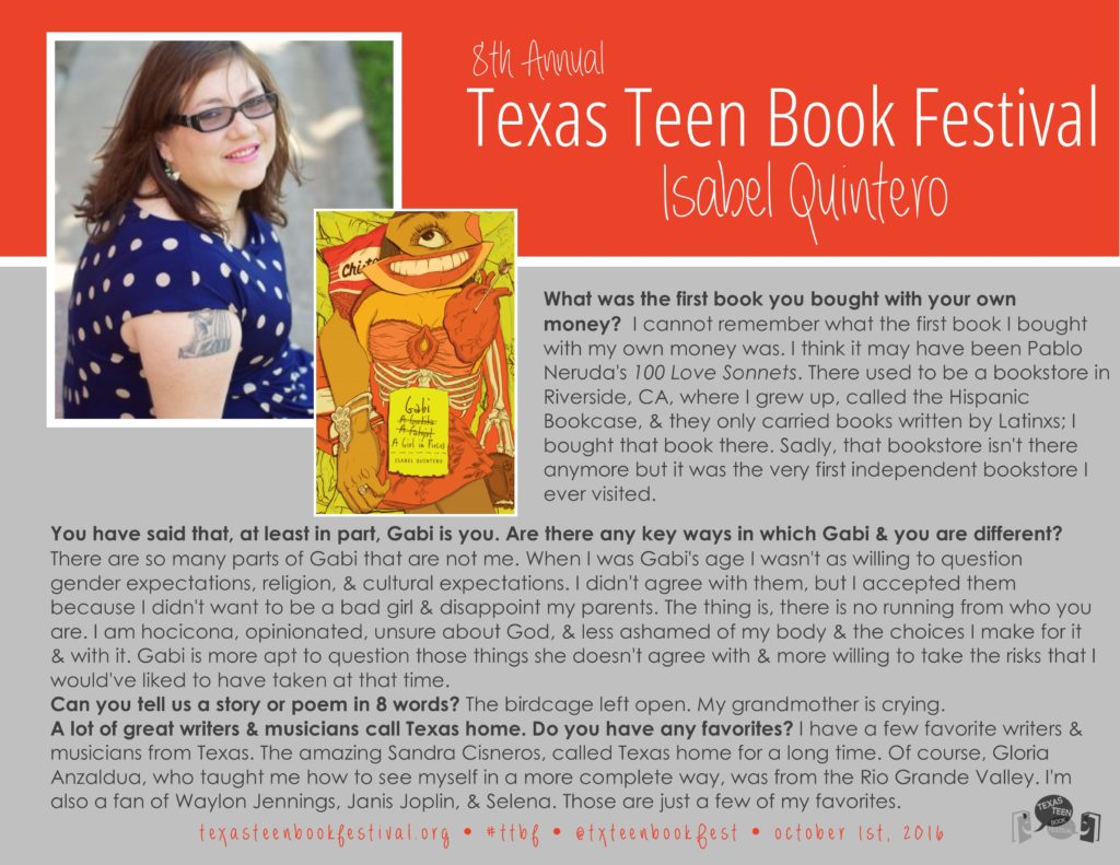 #TTBF Author Interview with Isabel Quintero